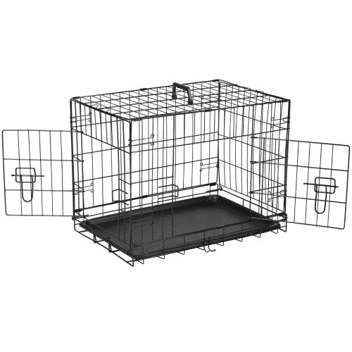 Dog Crate With Divider Double Door Folding Wire Dog Crate With Plastic Leak-proof Plate, Indoor Pet Kennel Dog Crate With Divider Double Door Folding Wire Dog Crate With Plastic Leak-proof Plate, Indoor Pet Kennel